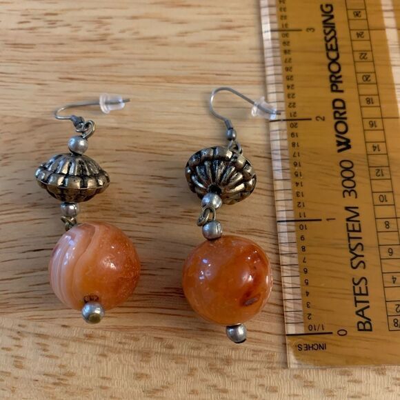 Natural Carnelian Pierced Earrings 2.5” Chakra Healing Gorgeous - Picture 3 of 3